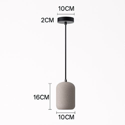 Suspension design cylindrique en ciment façon terrazzo LED - vue 8 sur 10