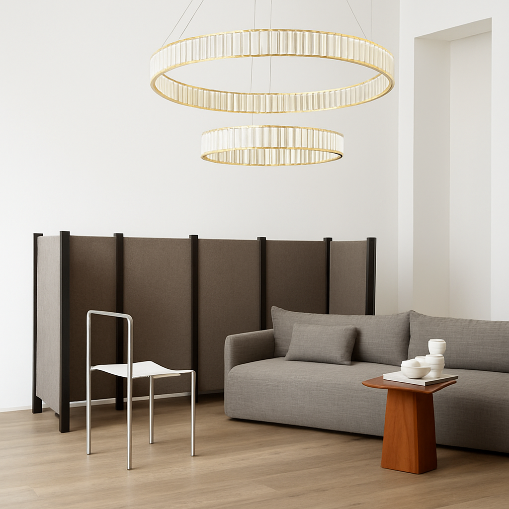 Suspension design dorée LED avec anneau en verre Luxury - vue 4 sur 5