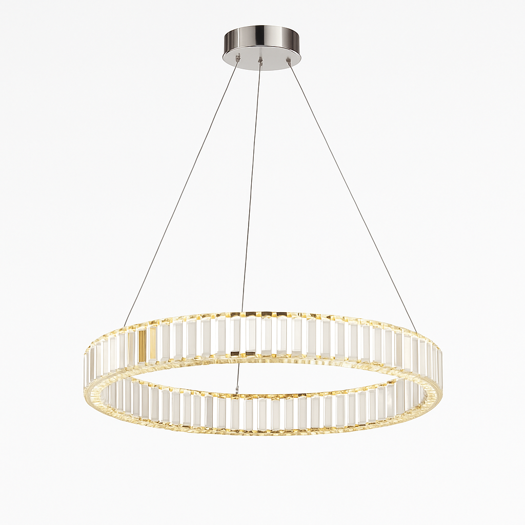 Suspension design dorée LED avec anneau en verre Luxury - vue 5 sur 5