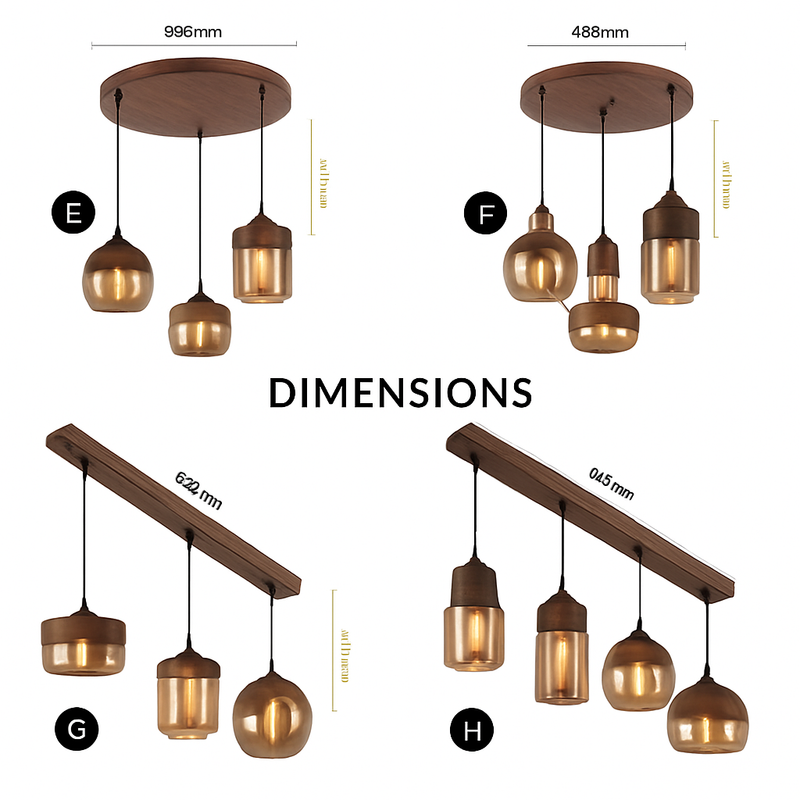 Suspension design en bois et verre Loft Retro