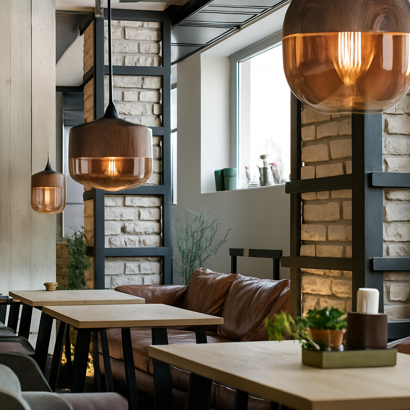 Suspension design en bois et verre Loft Retro