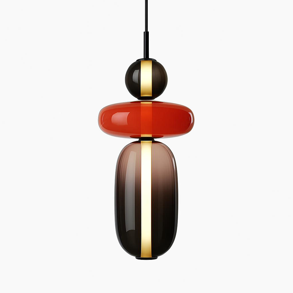 Suspension design en verre style pierres semi-précieuses Nemy - vue 8 sur 19