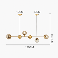 Elongated LED designer pendant with multiple metal lampshades