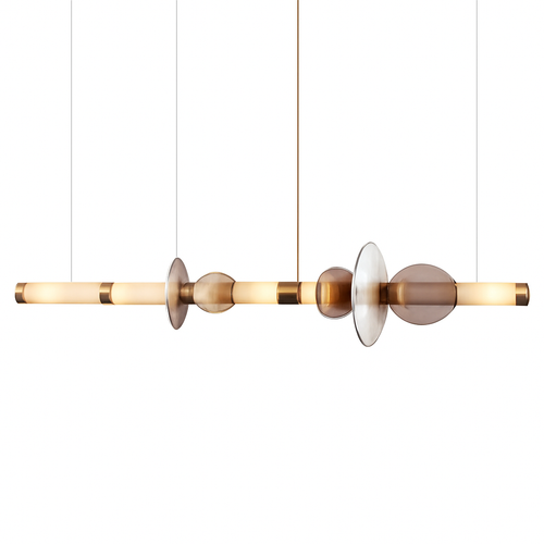 Suspension design à LED allongée en verre aux formes ovales Luxury