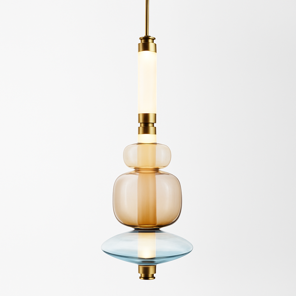 Suspension design à LED allongée en verre aux formes ovales Luxury - vue 5 sur 13