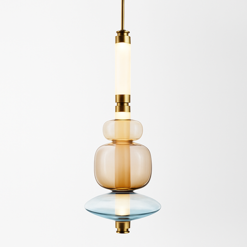 Suspension design à LED allongée en verre aux formes ovales Luxury