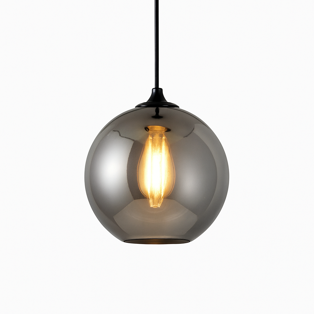 Suspension design LED aux formes arrondies en verre avec ampoule industrielle - vue 7 sur 9
