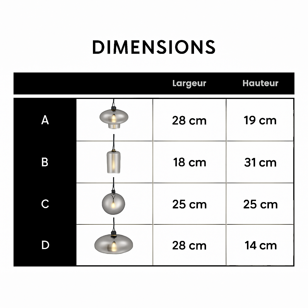 Suspension design LED aux formes arrondies en verre avec ampoule industrielle - vue 9 sur 9