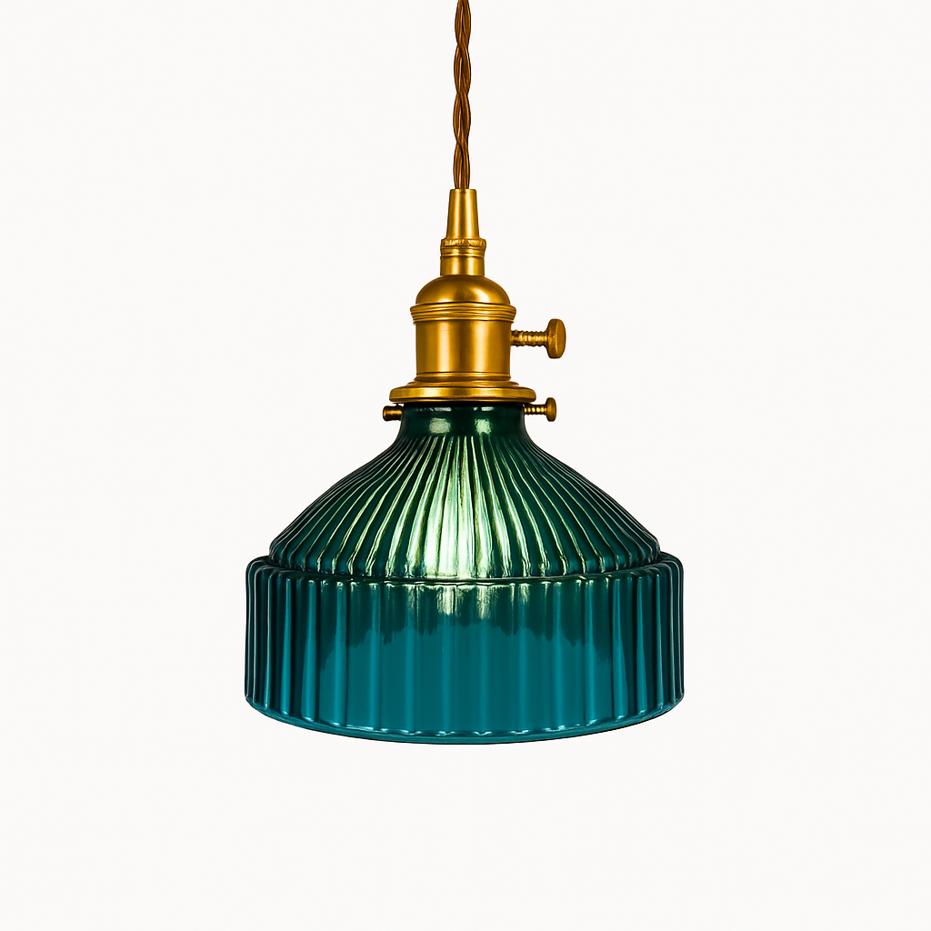 Suspension design à LED avec abat-jour en verre coloré Loft