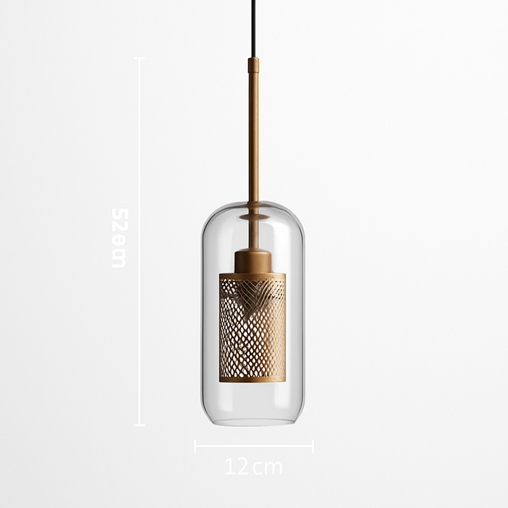 Suspension design LED avec abat-jour industriel et boule en verre Loft - vue 14 sur 19