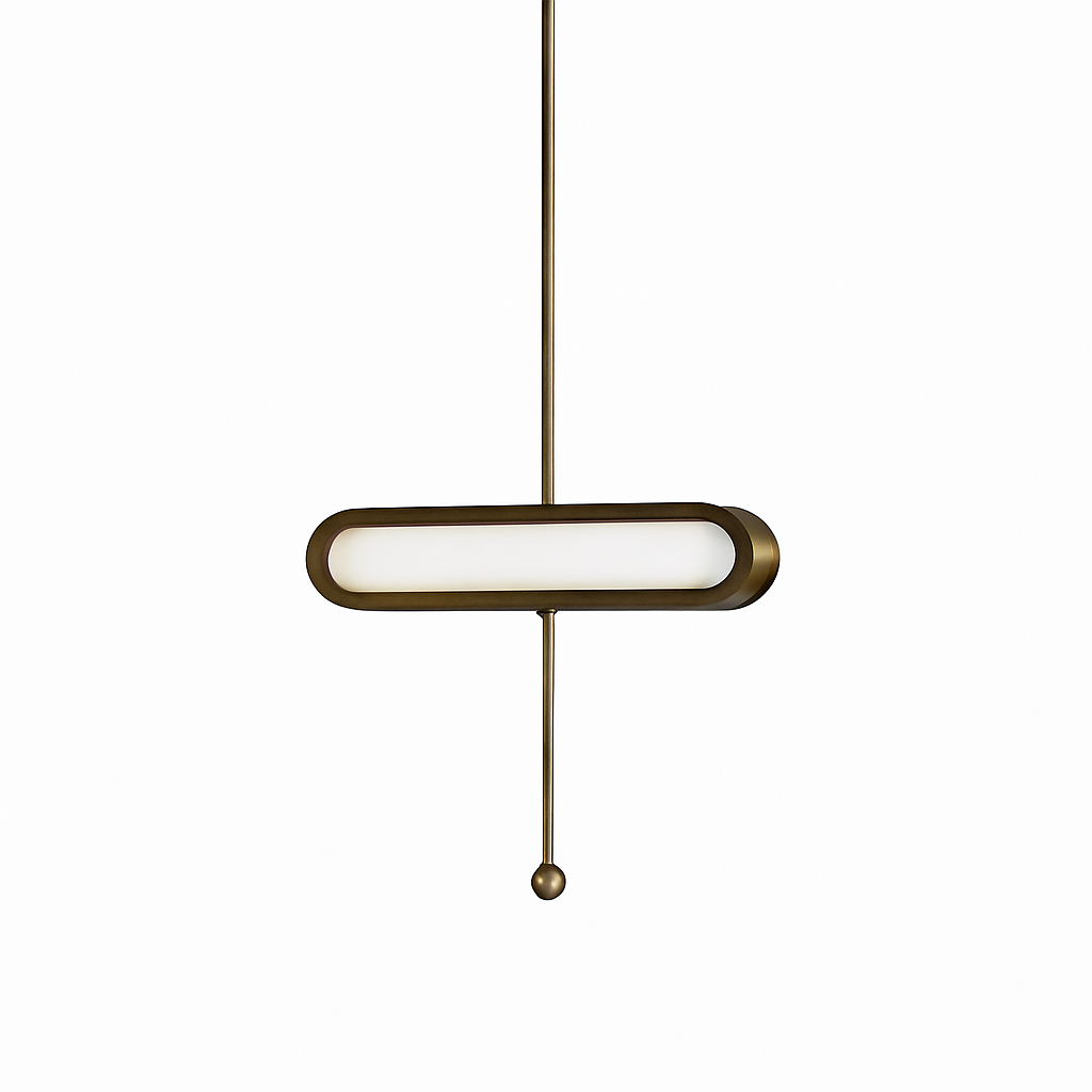 Suspension design LED avec double base dorée arrondie style Luxury - vue 6 sur 8