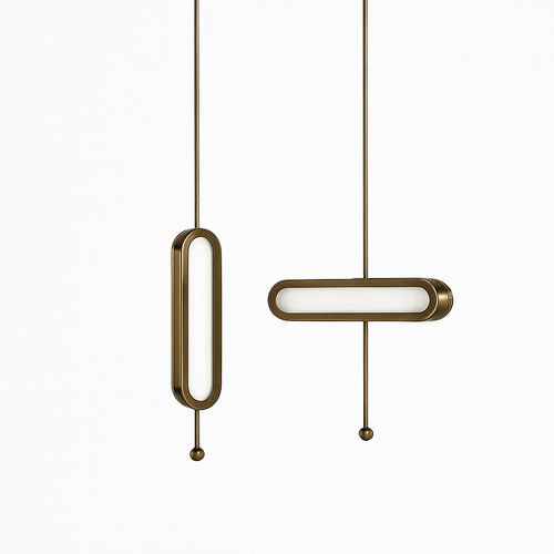 Suspension design LED avec double base dorée arrondie style Luxury