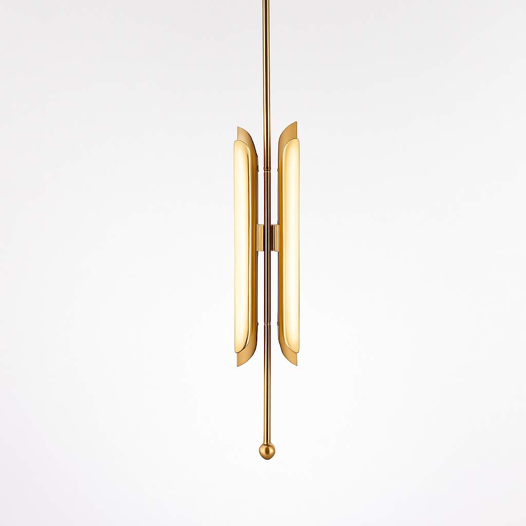 Suspension design LED avec double base dorée arrondie style Luxury - vue 8 sur 8