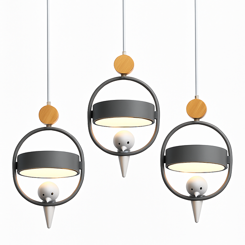 Suspension design LED avec petit oiseau suspendu Bessie