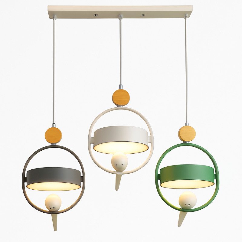 Suspension design LED avec petit oiseau suspendu Bessie