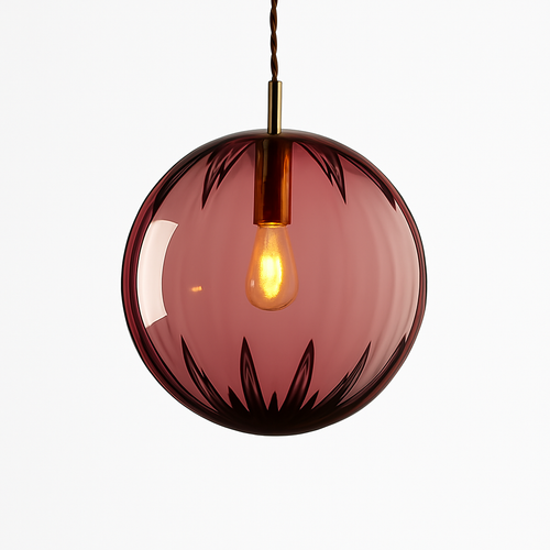 Suspension design à LED en boule de verre colorée