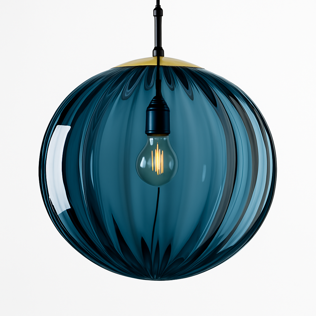 Suspension design à LED en boule de verre colorée - vue 8 sur 11