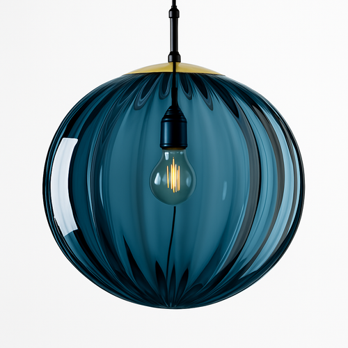 Suspension design à LED en boule de verre colorée