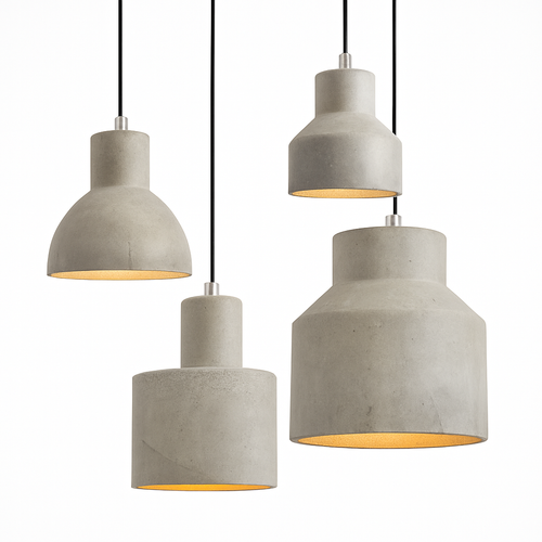 Suspension design LED en ciment (plusieurs formes)