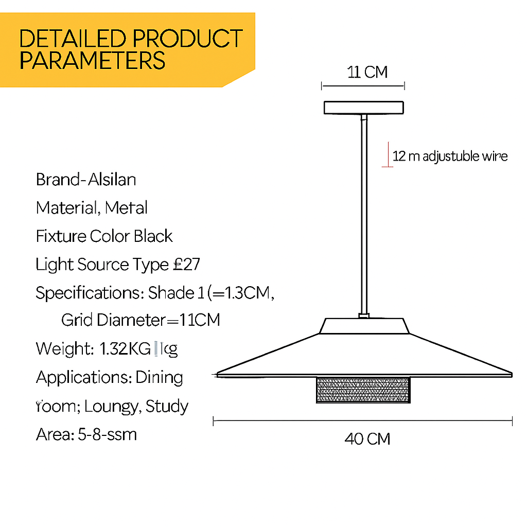 Suspension design LED en métal noir et doré Bar - vue 4 sur 7