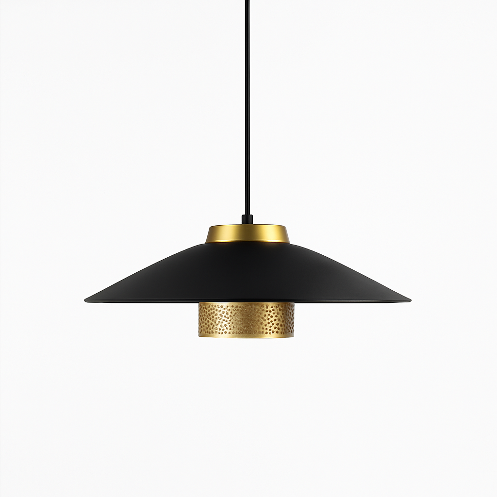 Suspension design LED en métal noir et doré Bar - vue 6 sur 7