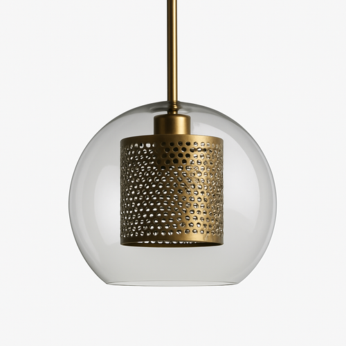 Suspension design LED en verre avec lampe doré