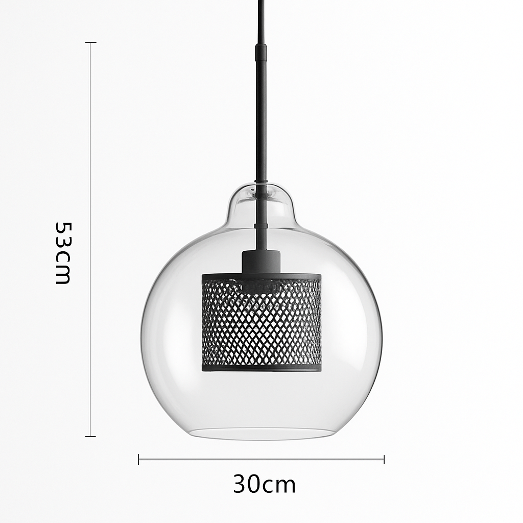 Suspension design LED en verre avec lampe doré - vue 15 sur 18