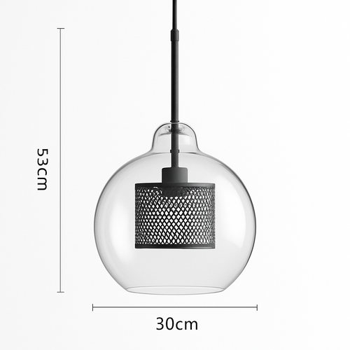 Suspension design LED en verre avec lampe doré