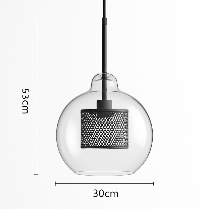 Suspension design LED en verre avec lampe doré
