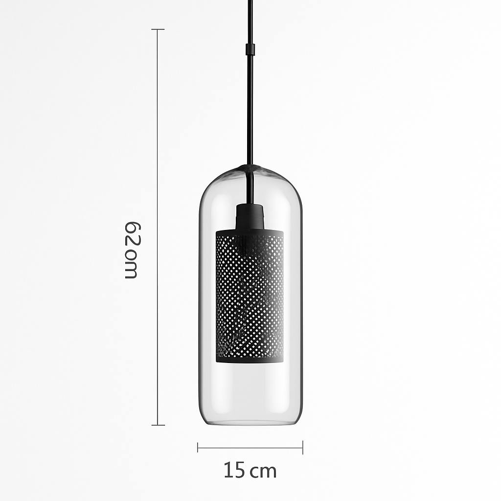 Suspension design LED en verre avec lampe doré - vue 17 sur 18