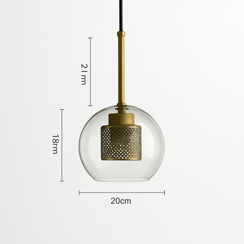 Suspension design LED en verre avec lampe doré