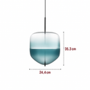 Suspension design LED en verre bleu de plusieurs formes