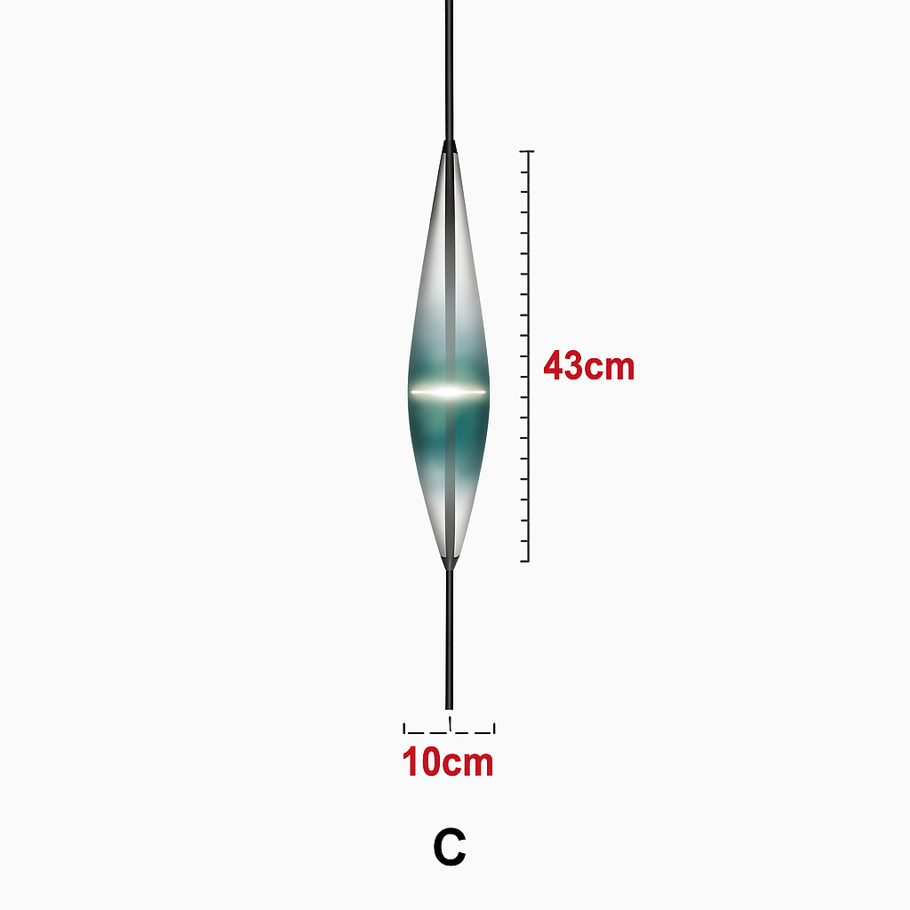 Suspension design LED en verre bleu de plusieurs formes - vue 7 sur 15