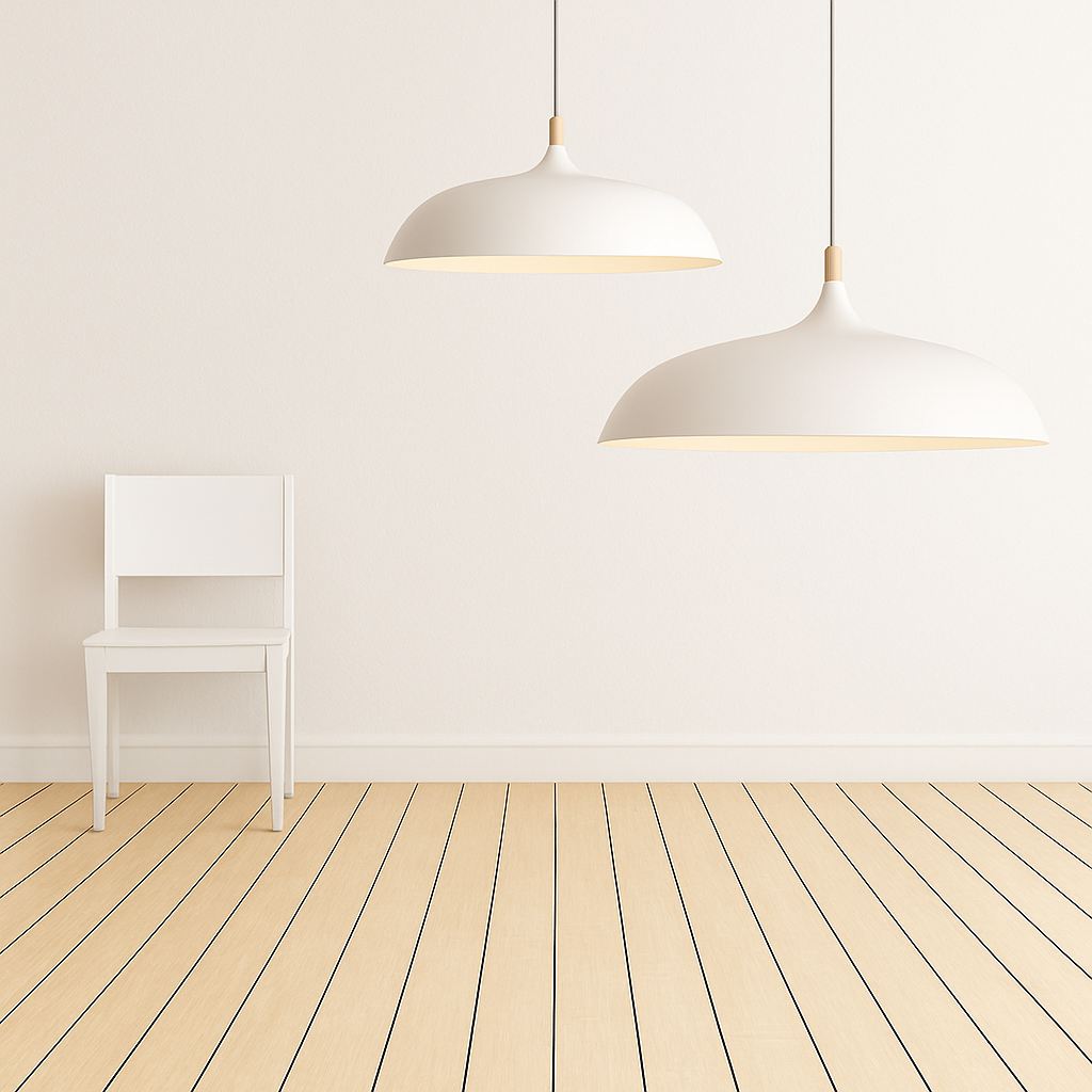 Suspension design LED à l'abat-jour arrondi en métal blanc Creative - vue 4 sur 5