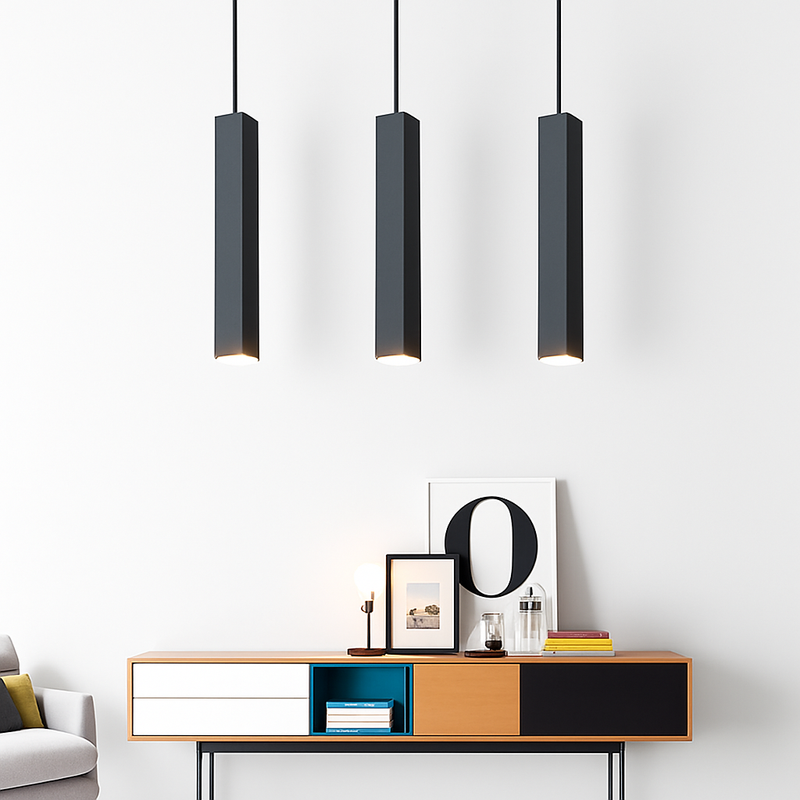 Suspension design LED rectangulaire (noir ou blanc)