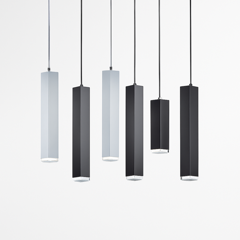 Suspension design LED rectangulaire (noir ou blanc)