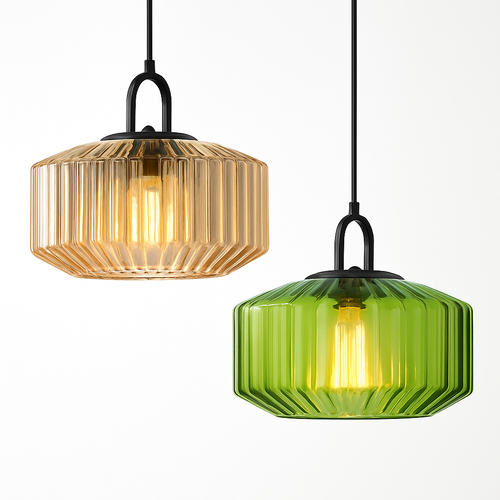 Modern coloured glass designer pendant light for interior decor - vue 2 sur 9