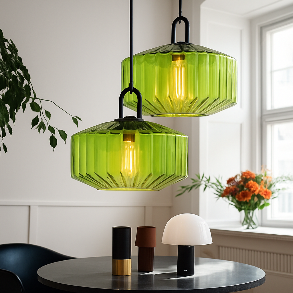 Modern coloured glass designer pendant light for interior decor - vue 3 sur 9