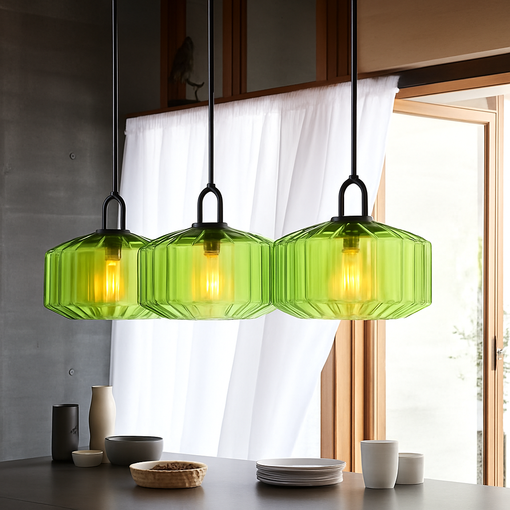 Modern coloured glass designer pendant light for interior decor - vue 6 sur 9