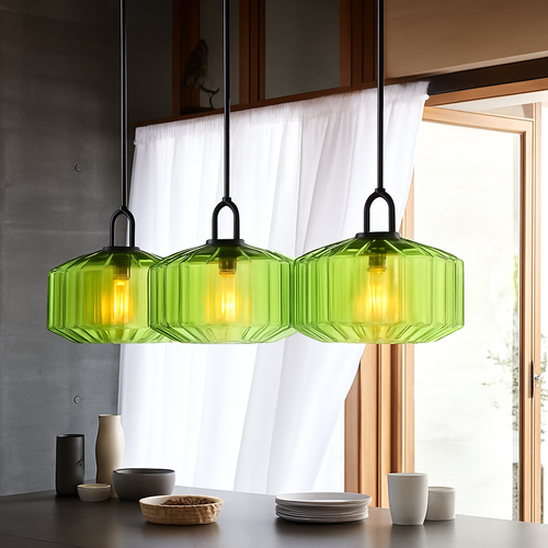 Modern coloured glass designer pendant light for interior decor - vue 7 sur 9