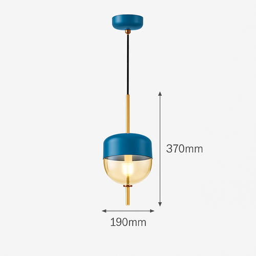 Suspension design moderne en verre en forme de goutte bleue