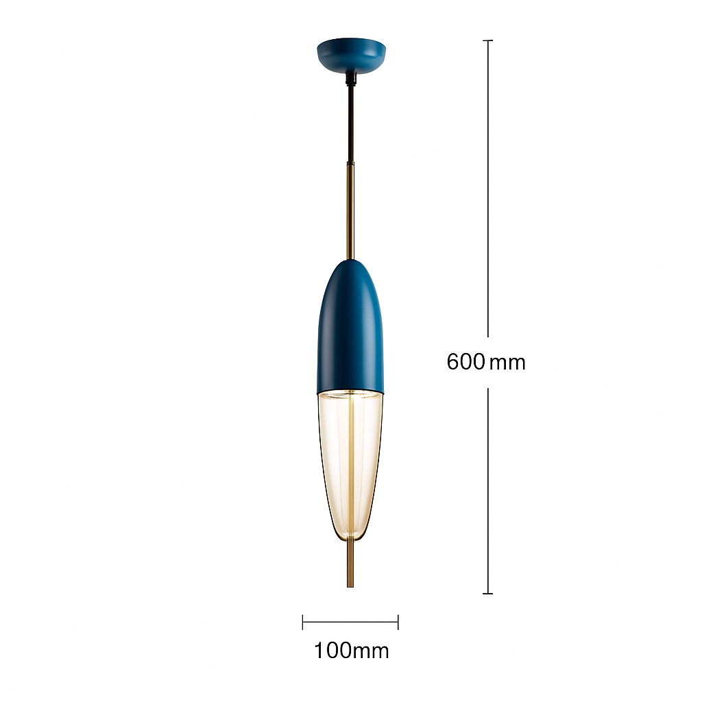 Suspension design moderne en verre en forme de goutte bleue - vue 14 sur 19