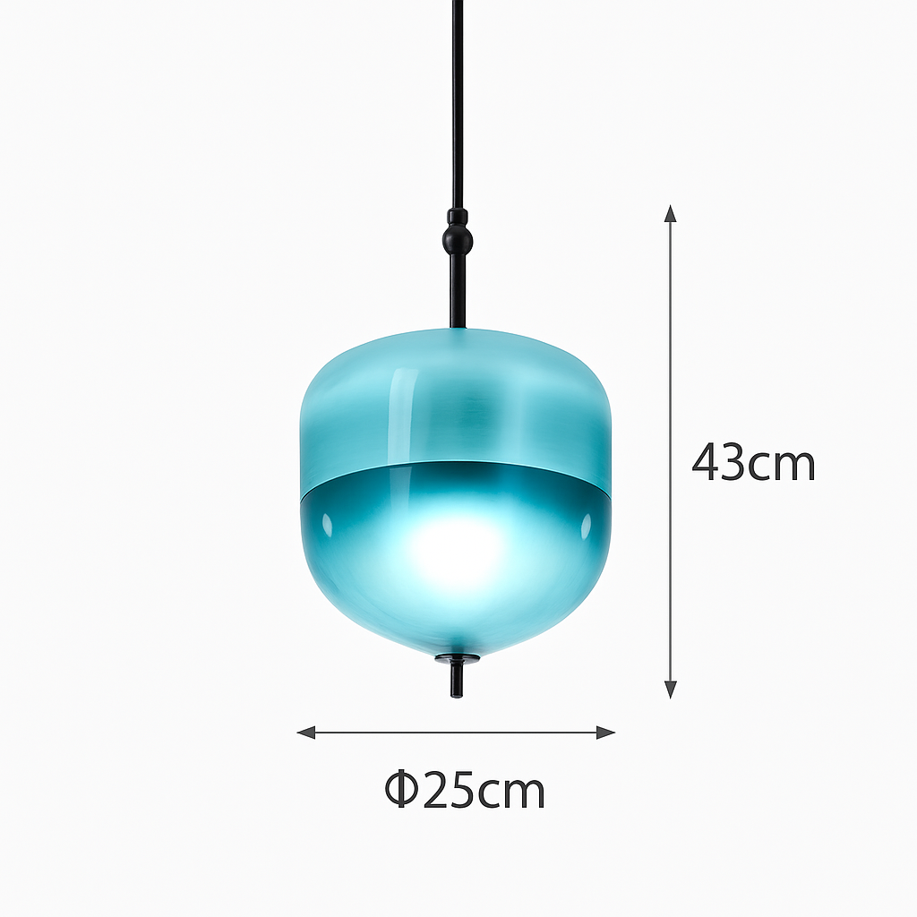 Suspension design moderne en verre en forme de goutte bleue - vue 5 sur 19