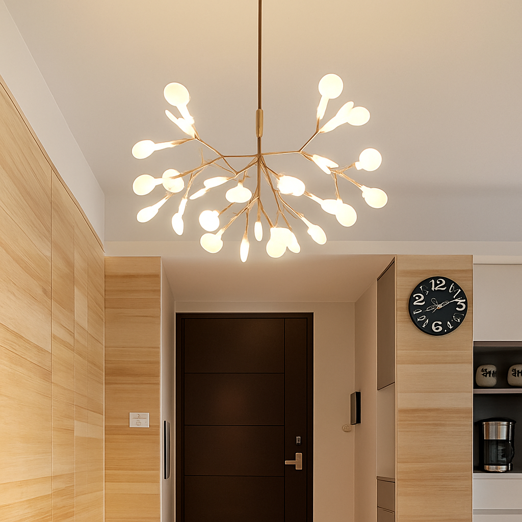 Suspension design moderne LED arbre couleur cuivré ou noir Home - vue 6 sur 13