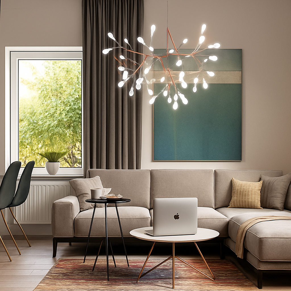 Suspension design moderne LED arbre couleur cuivré ou noir Home - vue 7 sur 13