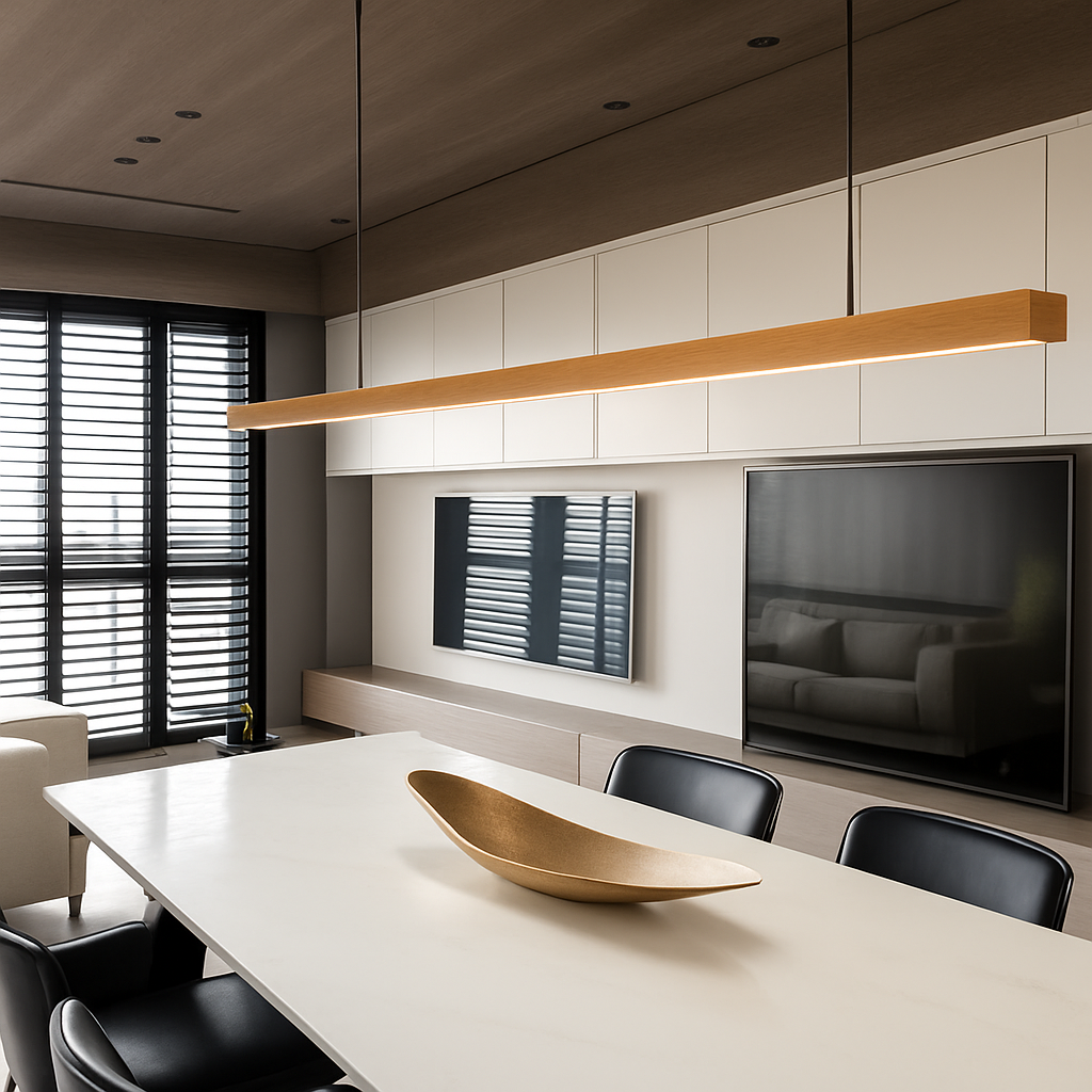 Suspension design moderne LED en bois allongé Hang - vue 4 sur 8