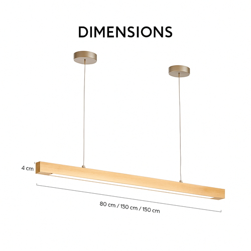 Suspension design moderne LED en bois allongé Hang - vue 9 sur 8