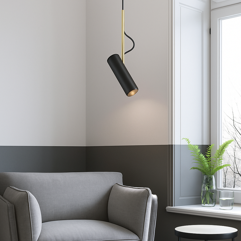 Suspension design spot orientable et tige dorée