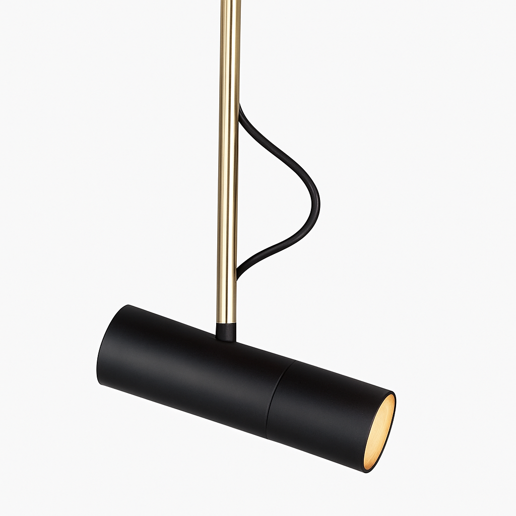 Suspension design spot orientable et tige dorée - vue 7 sur 11