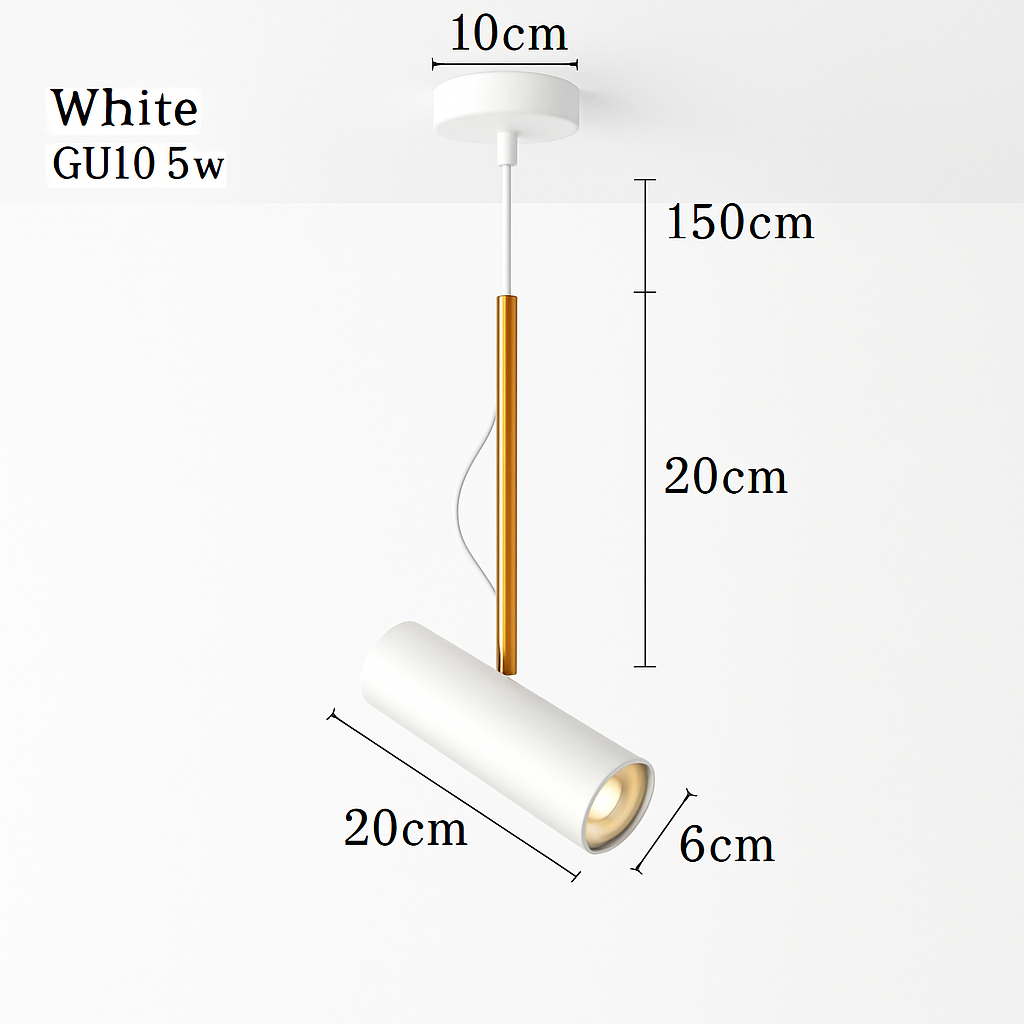 Suspension design spot orientable et tige dorée - vue 11 sur 11